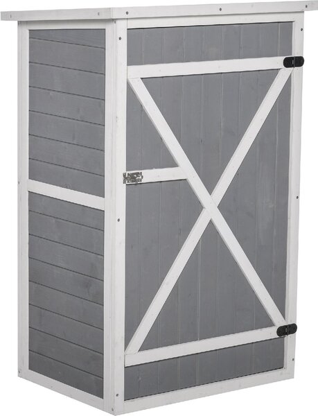 VivaGarden Armadietto da Esterno / Balcone in Legno 1 Anta Dimensioni 75x56x115 cm colore Grigio