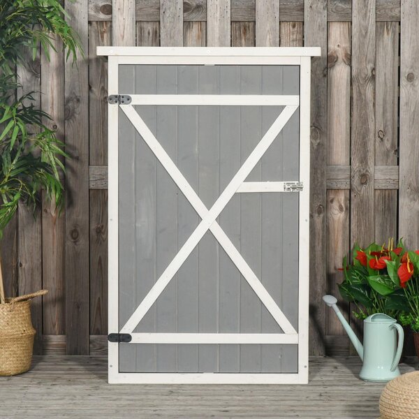 VivaGarden Armadietto da Esterno / Balcone in Legno 1 Anta Dimensioni 75x56x115 cm colore Grigio
