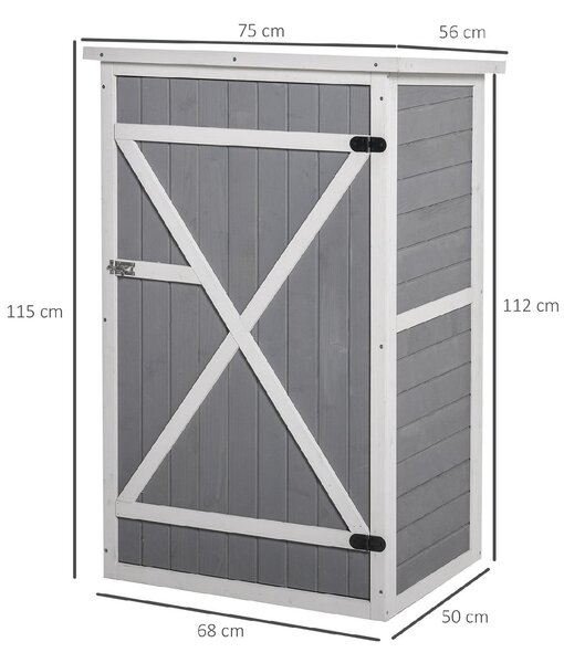 VivaGarden Armadietto da Esterno / Balcone in Legno 1 Anta Dimensioni 75x56x115 cm colore Grigio
