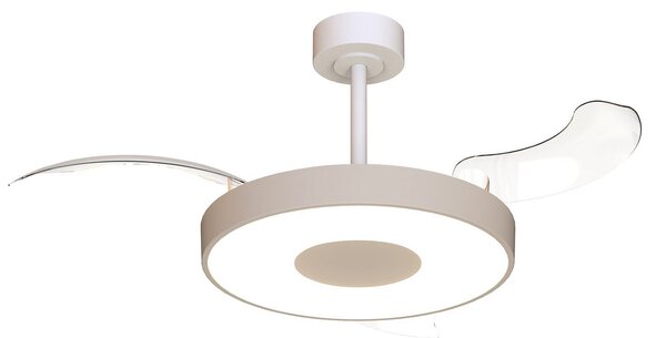 Ventilatore da soffitto LED Smart Coin beige/bianco DC silenzioso - Mantra Mantra Iluminación, Coin, dimmerabile, Beige, Soggiorno, Metallo, Moderno