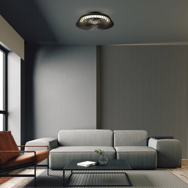 Ventilatore da soffitto LED Himalaya Mini nero DC silenzioso - Mantra Mantra Iluminación, Himalaya Mini, dimmerabile, Nero, Soggiorno, Plastica, Moderno