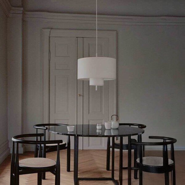 Lampada a sospensione New Works, Margin, dimmerabile, Bianco, Sala da pranzo, Tessuto / Tessile, Scandinavo