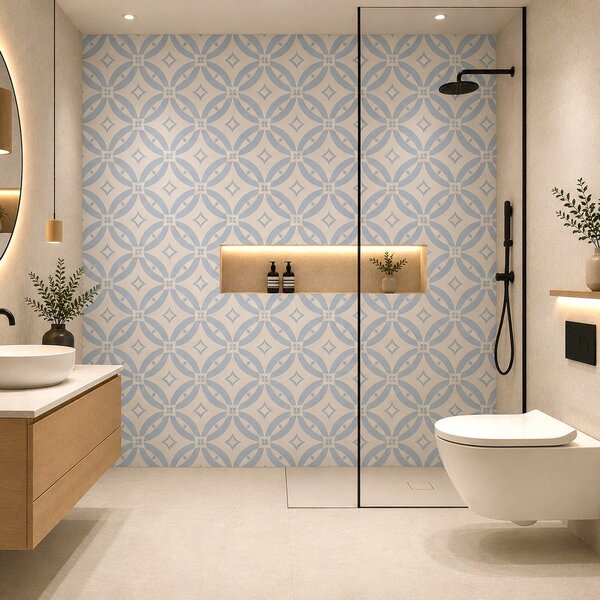Divina Home Set 22 pz Piastrelle in LTV PVC Autoadesive da Pavimento Parete 2 mt2 30x30 effetto Maiolica Capri - DH104823