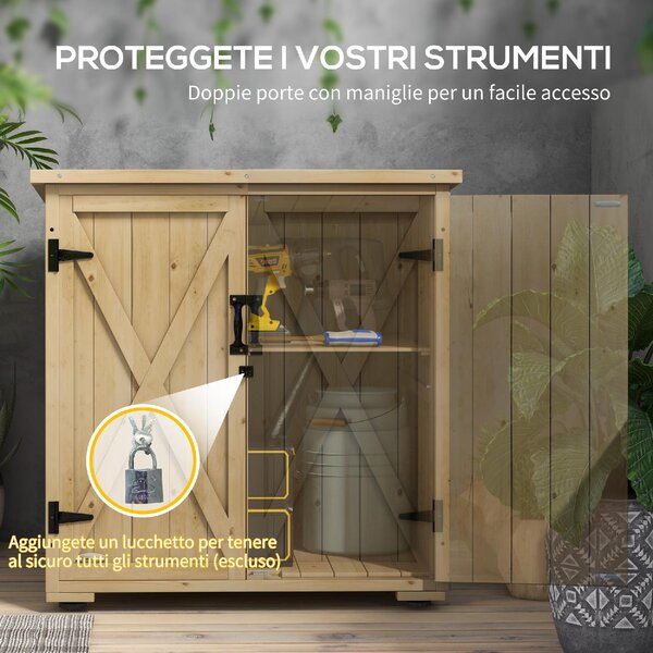 VivaGarden Armadietto da Esterno / Balcone in Legno 1 Anta Dimensioni 77.5x88x90 cm colore Legno Naturale