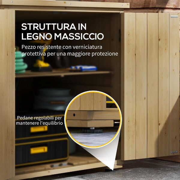 VivaGarden Armadietto da Esterno / Balcone in Legno 1 Anta Dimensioni 77.5x88x90 cm colore Legno Naturale