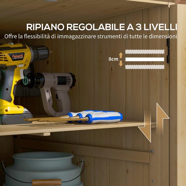 VivaGarden Armadietto da Esterno / Balcone in Legno 1 Anta Dimensioni 77.5x88x90 cm colore Legno Naturale