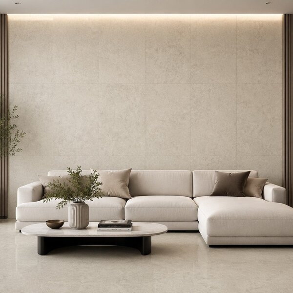 Divina Home Set 22 pz Piastrelle in LTV PVC Autoadesive da Pavimento Parete 2 mt2 30x30 effetto Marmo Beige - DH104822