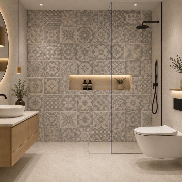 Divina Home Set 22 pz Piastrelle in LTV PVC Autoadesive da Pavimento Parete 2 mt2 30x30 effetto Maiolica Vintage - DH104825