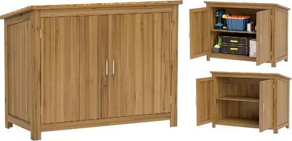 VivaGarden Armadietto da Esterno / Balcone in Legno 2 Ante Dimensioni 110x50x85 cm colore Marrone