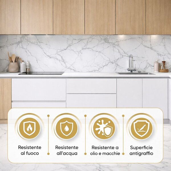 Divina Home Set 6 pz Pannello Decorativo effetto Marmo Gres Porcellanato 4,3 mt2 Rivestimento Murale PVC in UV 120 x 60 Marmo Beige - DH104804