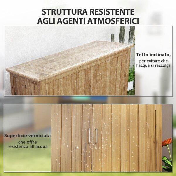 VivaGarden Armadietto da Esterno / Balcone in Legno 2 Ante Dimensioni 110x50x85 cm colore Marrone