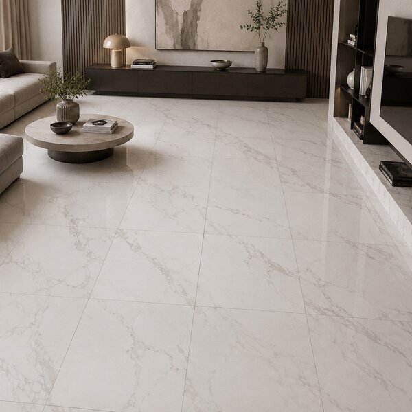 Divina Home Set 22 pz Piastrelle in LTV PVC Autoadesive da Pavimento Parete 2 mt2 30x30 effetto Marmo Bianco - DH104820
