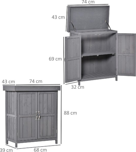 VivaGarden Armadietto da Esterno / Balcone in Legno 2 Ante Dimensioni 74x43x88 cm colore Grigio