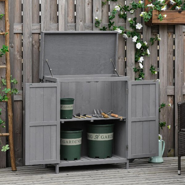 VivaGarden Armadietto da Esterno / Balcone in Legno 2 Ante Dimensioni 74x43x88 cm colore Grigio