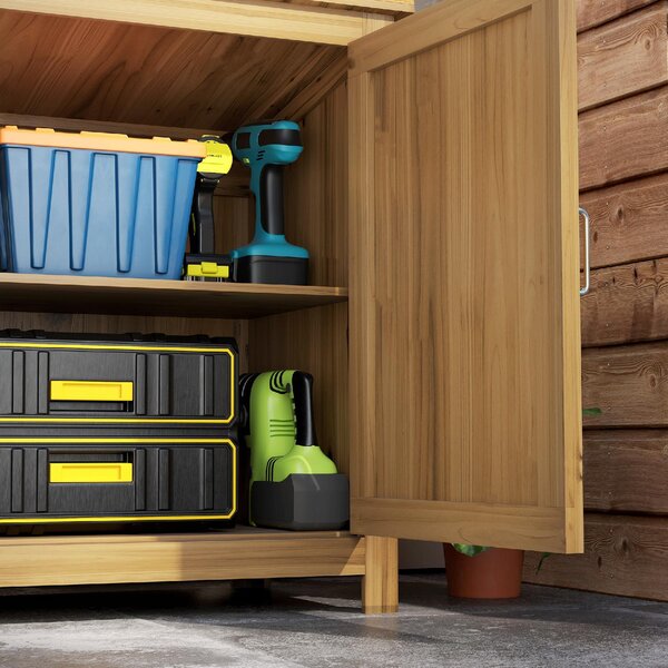 VivaGarden Armadietto da Esterno / Balcone in Legno 2 Ante Dimensioni 110x50x85 cm colore Marrone