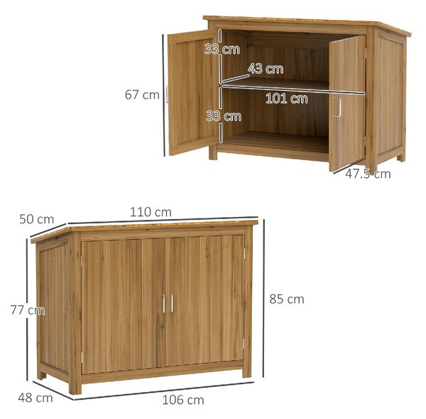 VivaGarden Armadietto da Esterno / Balcone in Legno 2 Ante Dimensioni 110x50x85 cm colore Marrone