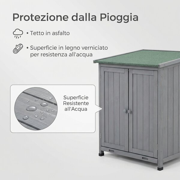 VivaGarden Armadietto da Esterno / Balcone in Legno 2 Ante Dimensioni 74x43x88 cm colore Grigio