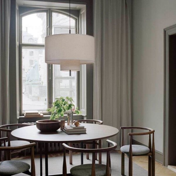 Lampada a sospensione New Works, Margin, dimmerabile, Bianco, Sala da pranzo, Tessuto / Tessile, Scandinavo