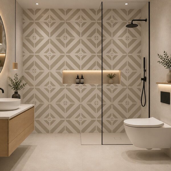 Divina Home Set 22 pz Piastrelle in LTV PVC Autoadesive da Pavimento Parete 2 mt2 30x30 effetto Maiolica Creta - DH104824