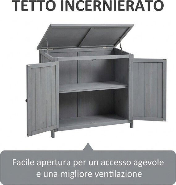 VivaGarden Armadietto da Esterno / Balcone in Legno 2 Ante Dimensioni 74x43x88 cm colore Grigio