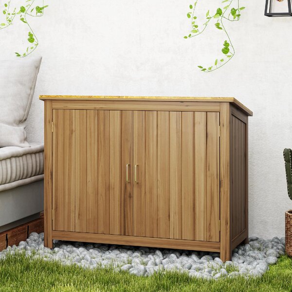 VivaGarden Armadietto da Esterno / Balcone in Legno 2 Ante Dimensioni 110x50x85 cm colore Marrone