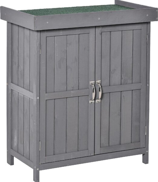VivaGarden Armadietto da Esterno / Balcone in Legno 2 Ante Dimensioni 74x43x88 cm colore Grigio