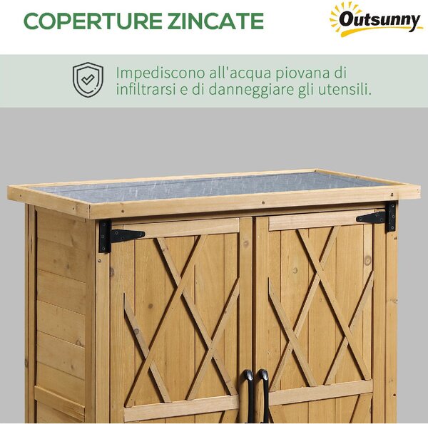 VivaGarden Armadietto da Esterno / Balcone in Legno 2 Ante Dimensioni 75x40x90 cm colore Giallo