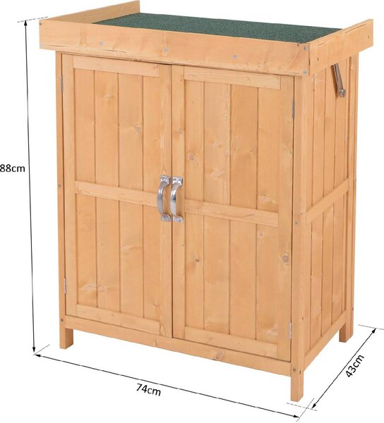 VivaGarden Armadietto da Esterno / Balcone in Legno 2 Ante Dimensioni 74x43x88 cm colore Legno naturale