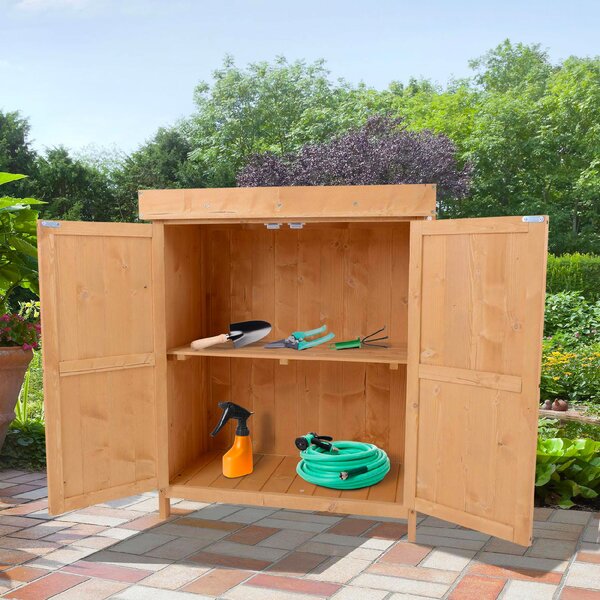 VivaGarden Armadietto da Esterno / Balcone in Legno 2 Ante Dimensioni 74x43x88 cm colore Legno naturale