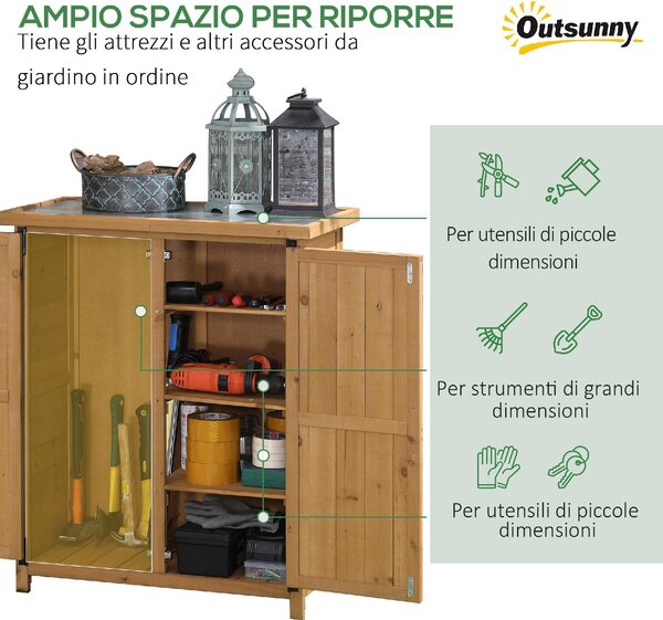 VivaGarden Armadietto da Esterno / Balcone in Legno 2 Ante Dimensioni 75x40x90 cm colore Giallo