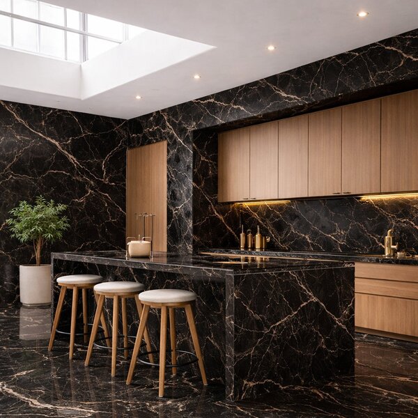 Divina Home Set 6 pz Pannello Decorativo effetto Marmo Gres Porcellanato 4,3 mt2 Rivestimento Murale PVC in UV 120 x 60 Marmo Nero - DH104803