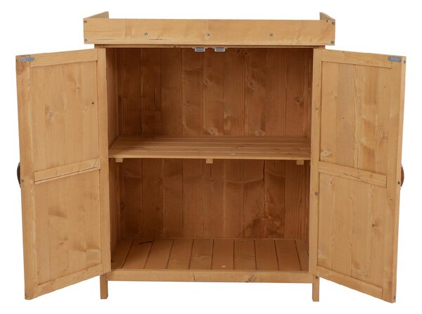 VivaGarden Armadietto da Esterno / Balcone in Legno 2 Ante Dimensioni 74x43x88 cm colore Legno naturale