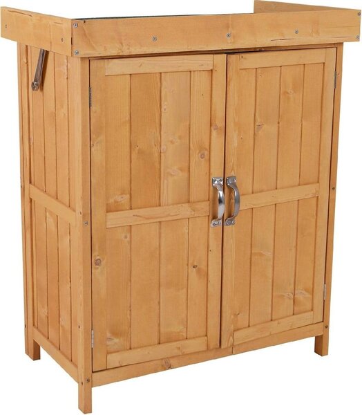VivaGarden Armadietto da Esterno / Balcone in Legno 2 Ante Dimensioni 74x43x88 cm colore Legno naturale