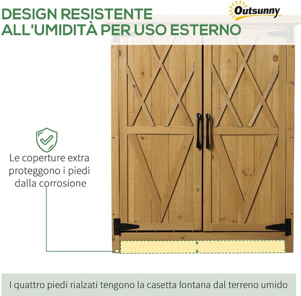 VivaGarden Armadietto da Esterno / Balcone in Legno 2 Ante Dimensioni 75x40x90 cm colore Giallo