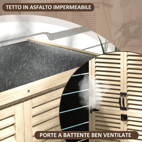 VivaGarden Armadietto da Esterno / Balcone in Legno 2 Ante Dimensioni 75x50x118 cm colore Legno Naturale