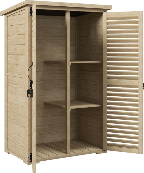 VivaGarden Armadietto da Esterno / Balcone in Legno 2 Ante Dimensioni 75x50x118 cm colore Legno Naturale