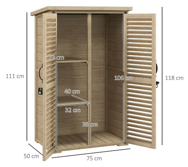 VivaGarden Armadietto da Esterno / Balcone in Legno 2 Ante Dimensioni 75x50x118 cm colore Legno Naturale