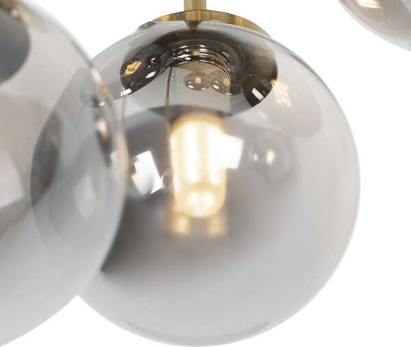 Plafoniera moderna oro 9 luci vetro fumé - ATHENS