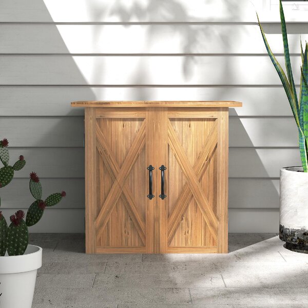 VivaGarden Armadietto da Esterno / Balcone in Legno 2 Ante Dimensioni 77x55x72 cm colore Marrone