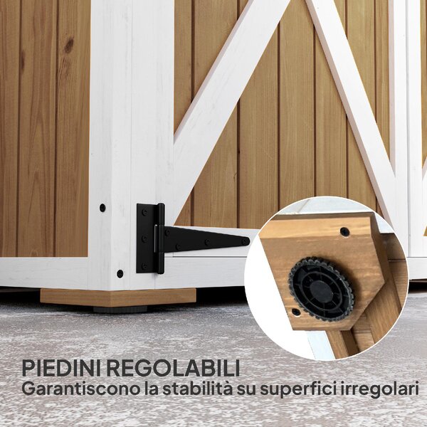 VivaGarden Armadio da Esterno / Balcone in Legno 2 Ante Dimensioni 116.5x57x159 cm colore Marrone/Bianco