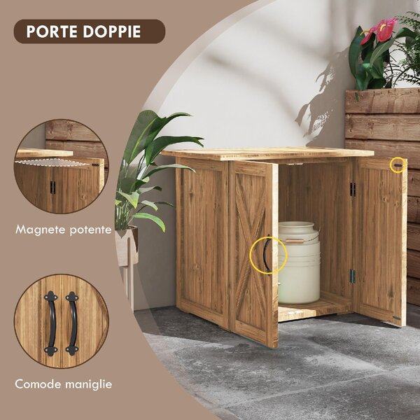 VivaGarden Armadietto da Esterno / Balcone in Legno 2 Ante Dimensioni 77x55x72 cm colore Marrone