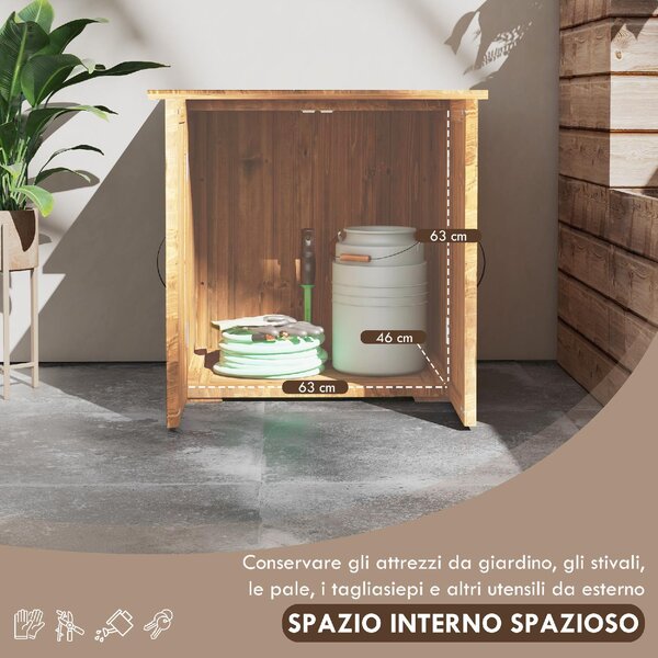 VivaGarden Armadietto da Esterno / Balcone in Legno 2 Ante Dimensioni 77x55x72 cm colore Marrone
