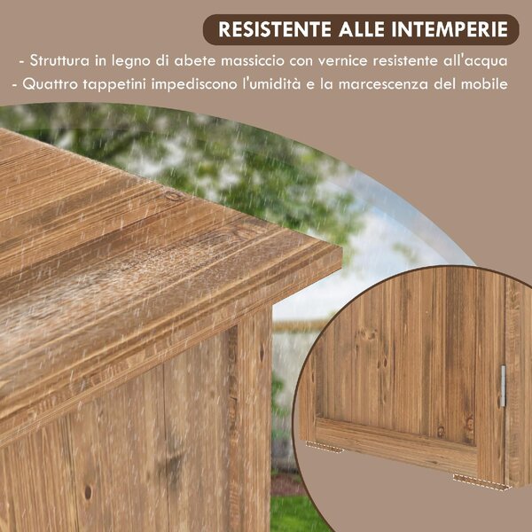 VivaGarden Armadietto da Esterno / Balcone in Legno 2 Ante Dimensioni 77x55x72 cm colore Marrone