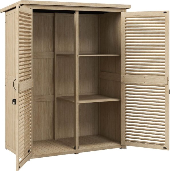VivaGarden Armadio da Esterno / Balcone in Legno 2 Ante Dimensioni 127x65x168 cm colore Legno naturale
