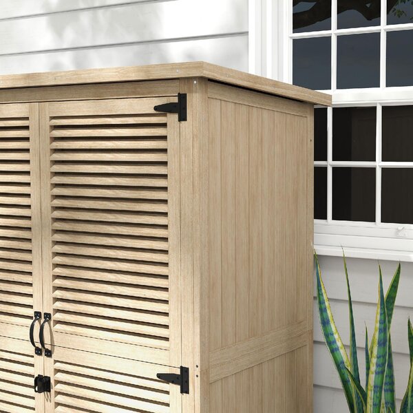 VivaGarden Armadio da Esterno / Balcone in Legno 2 Ante Dimensioni 127x65x168 cm colore Legno naturale