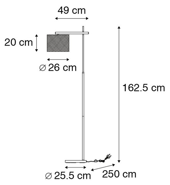 Lampada da terra industriale nera - DRUM Mesh