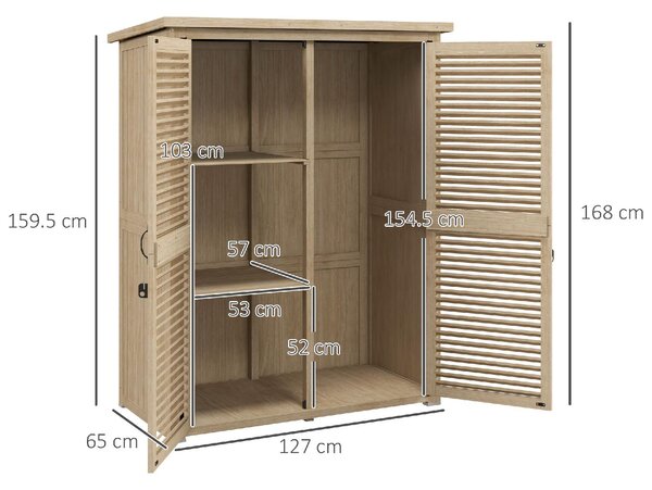 VivaGarden Armadio da Esterno / Balcone in Legno 2 Ante Dimensioni 127x65x168 cm colore Legno naturale