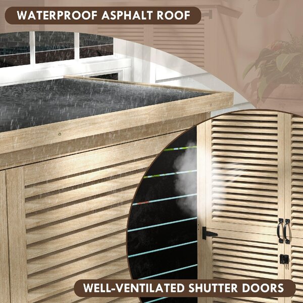 VivaGarden Armadio da Esterno / Balcone in Legno 2 Ante Dimensioni 127x65x168 cm colore Legno naturale