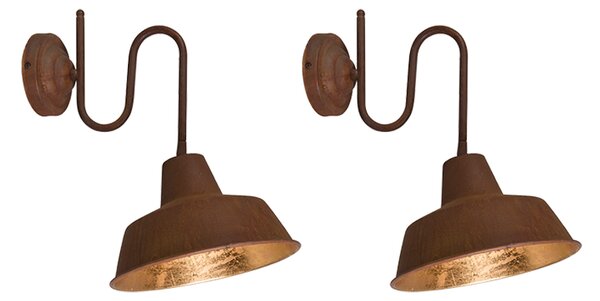 Set di 2 lampade da parete ruggine con interno oro - Factory