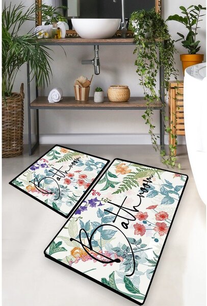 Set di tappetini per il bagno 2 pz 60x100 cm Green In Flower – Foutastic